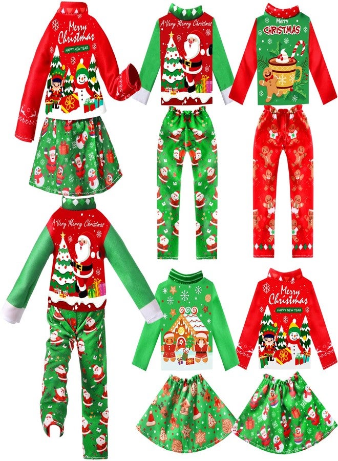 Newcotte 8 Pieces Christmas Accessories Clothes Doll Costume Santa Gingerbread Snowflake Christmas Tree Doll Clothes Holiday Outfits for Christmas Party Decorations(Santa) - Image 1